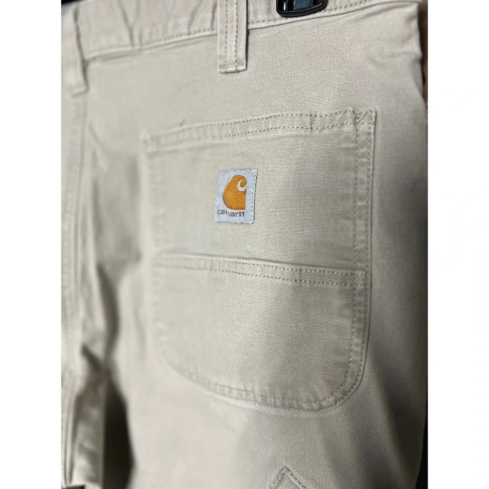 Carhartt Relaxed Fit Canvas Work Pants Mens 36x28 Tan Khaki Rugged Flex 102291 - Picture 3 of 5